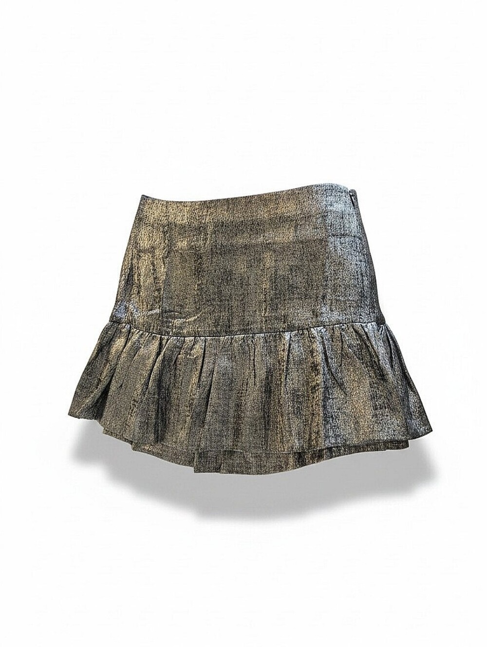 NWT! New In Metallic Ruffle Mini Skirt - Silver - Picture 2 of 3